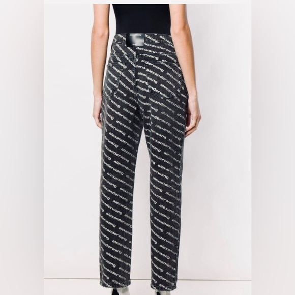 Alexander Wang Denim - Alexander Wang Authentic Monogram Logo Print Black Denim Jeans
